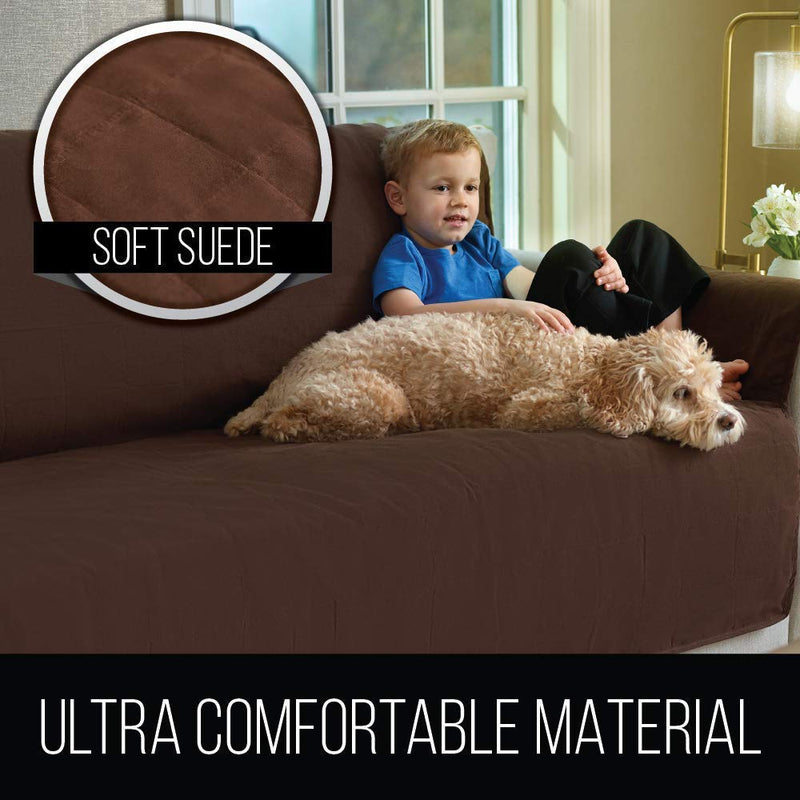 Gorilla Grip Suede Sofa and Chair Protector, Both in Brown Color, Sofa for Seat Width up to 70 Inch, and Chair for Seat Width up to 23 Inch, Slip Resistant, 2 Item Bundle - PawsPlanet Australia