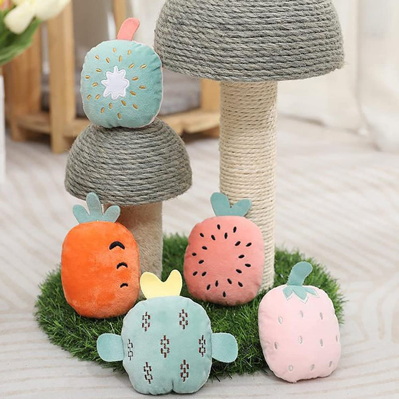 FUNUPUP 6 Pcs Catnip Toys Interactive Fruit Cat Toys Cat Crinkle Toys Cat Chew Toy Plush Catmint Pillows Kitten Toys for Indoor Cats - PawsPlanet Australia