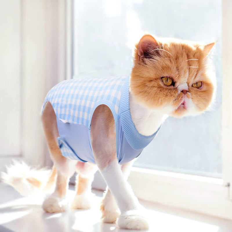 PUMYPOREITY Surgery Recovery Suit for Cats, Medical Pet Shirt Soft Pajama Suit After Surgery Wear Cat Medical Vest Anti Licking for Abdominal Wounds Skin Diseases Sterilization (Blue, S) Blue - PawsPlanet Australia