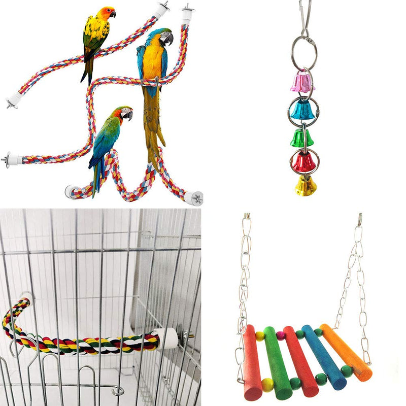 Jsleid Bird Parrot Toy, 7 pcs Bird Toys, Bird Swing Toy, Parrot Toy, Hanging Swing for Bird, Parrot Bite Toy Chewing, Activities and Habitats Suitable for Pet Birds and Parrots - PawsPlanet Australia