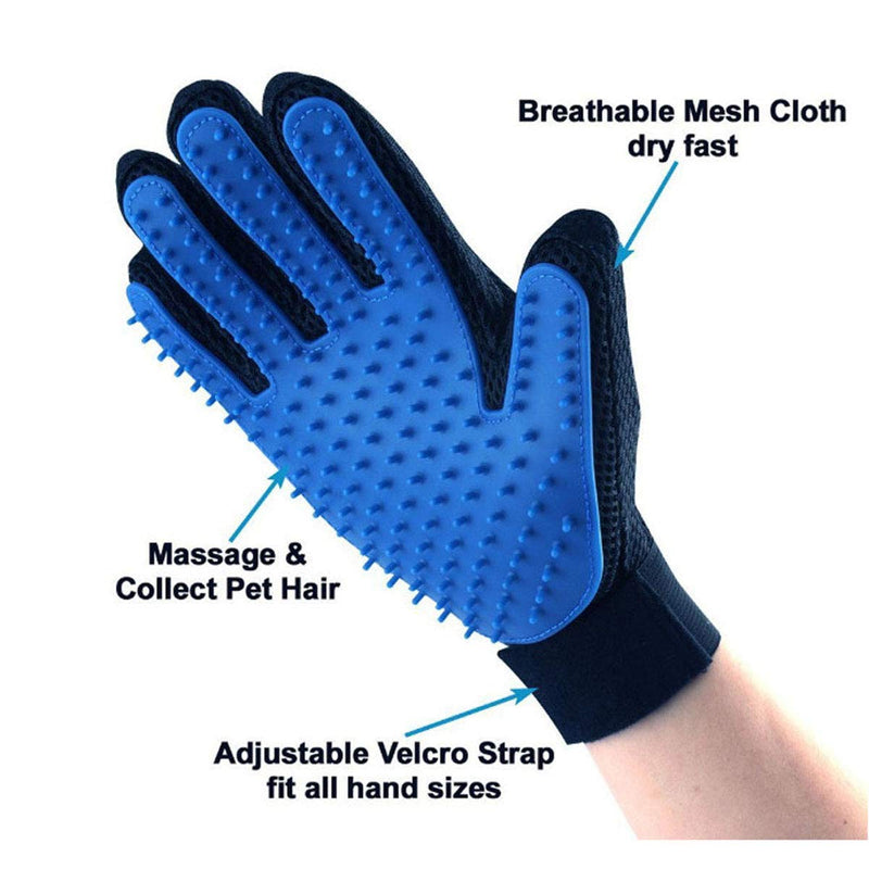 Teenway Pet Grooming Glove 1Pair - Pet Hair Remover Glove Bath Glove - Gentle Deshedding Efficient Pet Mitt - Pet Massage Glove - Designed for Medium and Long Haired Cats Dogs and Other Pets - PawsPlanet Australia