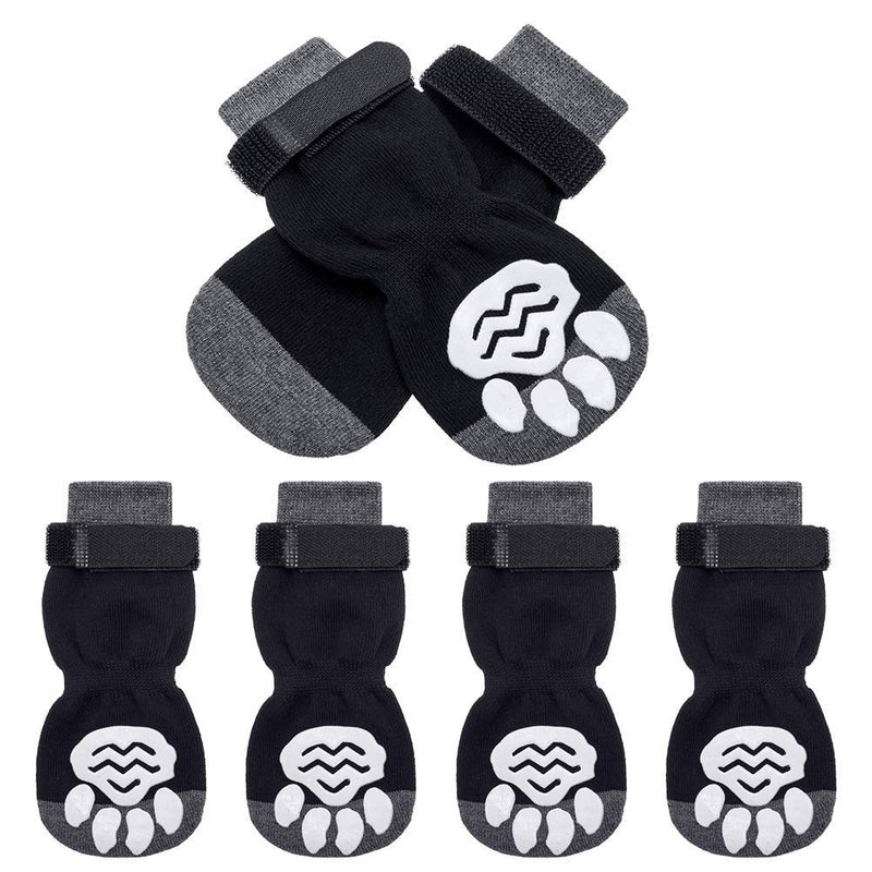 KOOLTAIL Anti-Slip Dog Socks with Strap 3 Pairs - Non Skid Knit Dogs Boot Rubber Sole Traction Control Paw Protectors for Dog Cat Indoor Wear Small - PawsPlanet Australia