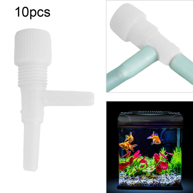 [Australia] - 10Pcs Plastic Aquarium Airflow Control Valve Fish Tank 3 Way Air Flow Pump Control Regulator Valves Air Pump Accessories White 