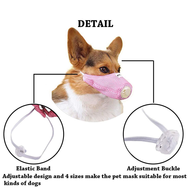 [Australia] - Soft Dog Muzzle Adjustable Dog Respirator Mask Pet Protective Mask Reusable Mesh Mouth Cover Anti Dust/Air Pollutants/Fog/Biting and Chewing for Small,Medium and Large Dogs L Pink with Breathing Valve 