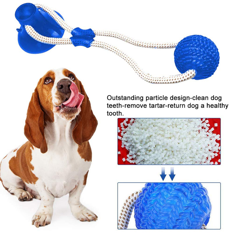 Suction Cup Dog Toy, Multifunction Pet Molar Bite Toy with Strong Rope and Powerful Suction Cup for Tug and Chewing, Helps Clean Teeth Blue - PawsPlanet Australia