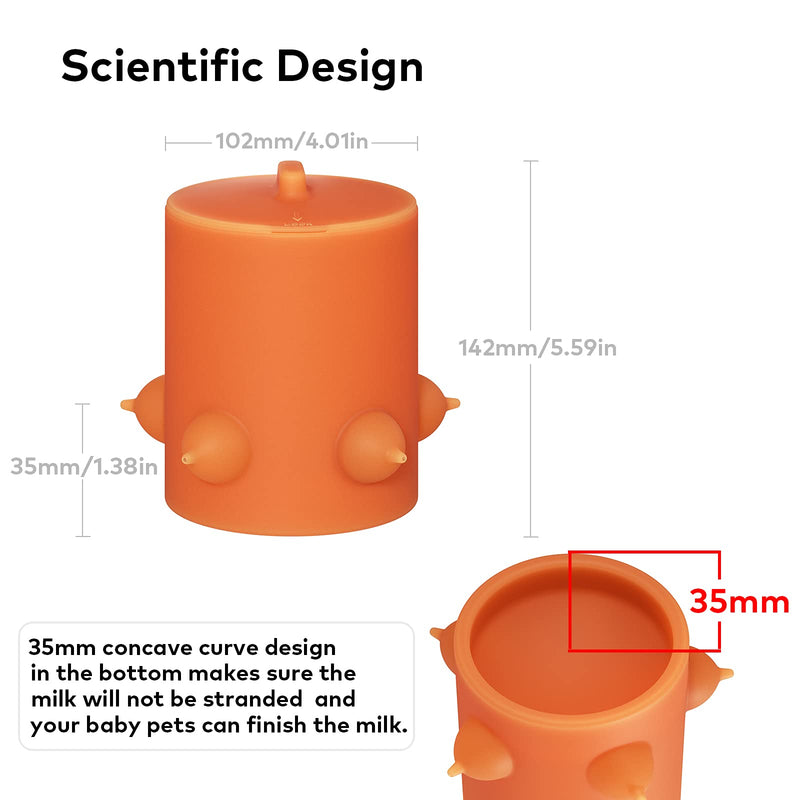 DEEDRR Silicone Bubble Milk Bowl Multi Nipple Pet Feeder for Dogs Cats Puppies Kittens(Orange) - PawsPlanet Australia