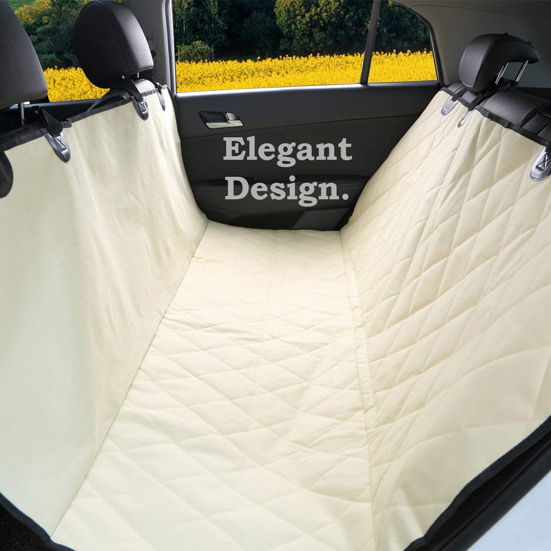 [Australia] - Pet Magasin Luxury Water-Resistant Pet Seat Cover & Scratch Proof Non-Slip Backing with Hammock Style for Cars & SUVs Large Beige 