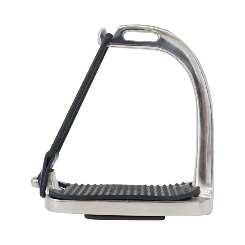 AK Stainless Steel Safety / Half Horse Riding Equestrian Stirrups with Black Treads (4 INCHES, Silver) 4 INCHES - PawsPlanet Australia