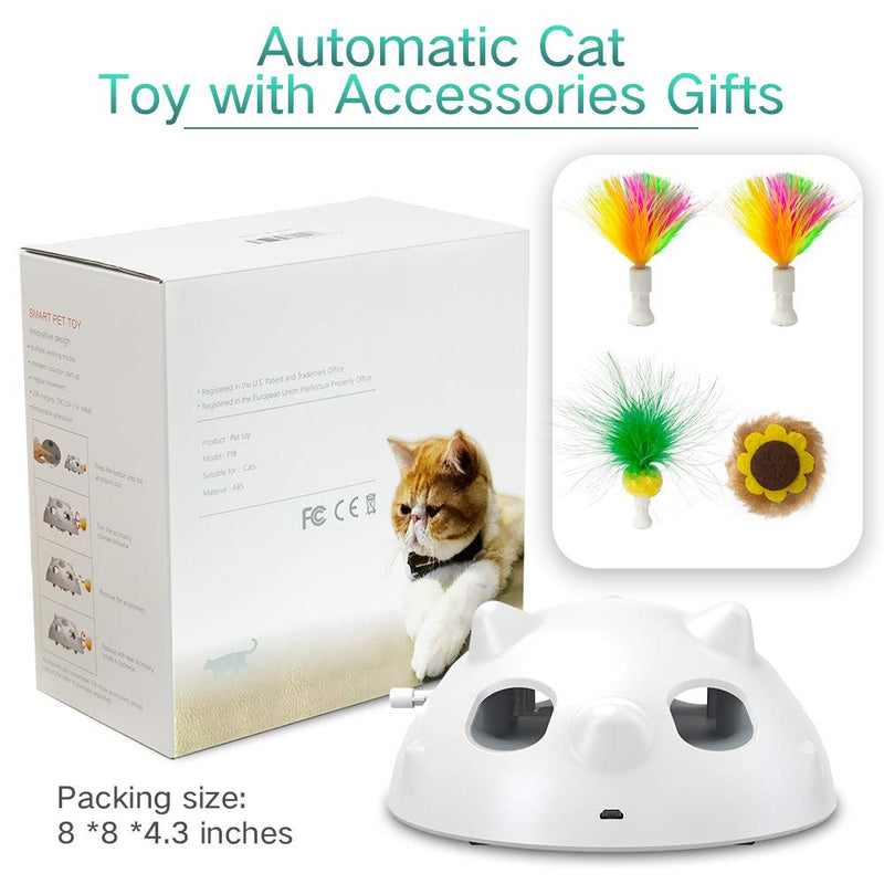 [Australia] - goopow Interactive Cat Toys, Automatic Irregular USB Charging Dog Kitten Pet Ambush Toys, Rotating Feather Ball Indoor Toy for Cat Kitten, Build-in LED Light, Automatic On/Off, Large Capacity Battery 