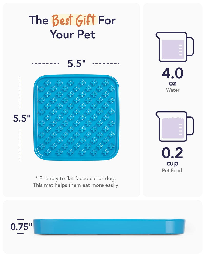 LE TAUCI PET Ceramic Slow Feeder Bowl for Cat and Small Dog, Lick Mat for Wet Food and Dry Food, Cat Food Puzzle Feeder, IQ Pet Treat Mat, Dog Feeder, Slow Bowl, Puppy Bowl, Great Gift for Pet Blue Cross - PawsPlanet Australia