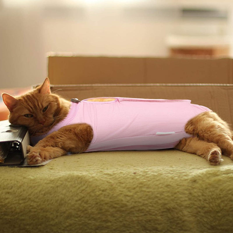 Voarge Recovery Suit Cat, Cat Bodysuit After Surgery Anti-licking, Prevent Licking After Surgery Wearing Weaning and Keeping Warm Recovery Cloth Suit for Cats Dogs (M, Pink) M - PawsPlanet Australia