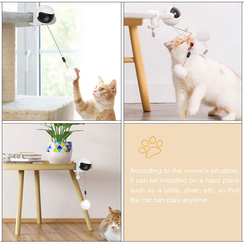 Interactive pet cat and dog toy ball with rope and plush ball, electric lift automatically teases cat toy, 360 ° automatic rolling interactive self-rotating pet ball - PawsPlanet Australia