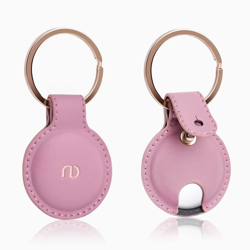 Nereides AirTag Case, Full-Body Covered Leather Skin with Hign-end Fashion Design, Anti-Scratch Protective Cover with Anti-Lost Keyring, Suitable for Keychain Pet Collar Pink - PawsPlanet Australia