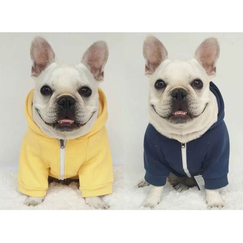 meioro Zipper Hooded Pet Clothing Dog Cat Clothes Cute Pet Clothing Warm Hooded French Bulldog Pug (XXL, Blue) XXL - PawsPlanet Australia