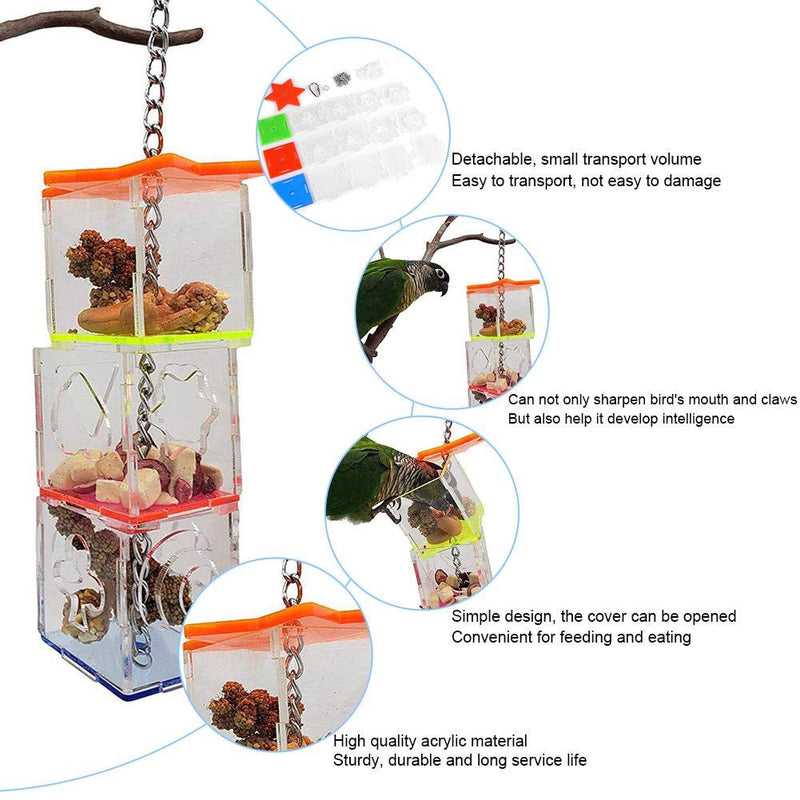 Parrot Foraging Toy Acrylic Multilayer Bird Cage Feeder Hanging Bird Intelligence Growth Training Toy for Parakeet Cockatiel Conure African Grey - PawsPlanet Australia