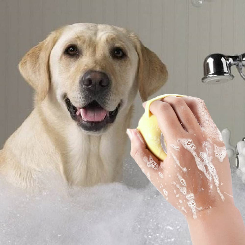 Dog Bath Massage Brush Cat 2 in 1 Soft Silicone Brush Pet Grooming Shampoo Dispenser Combing Wash Shower Enjoy Fun for Long Short Haired Daily Cleaning 2pcs - PawsPlanet Australia