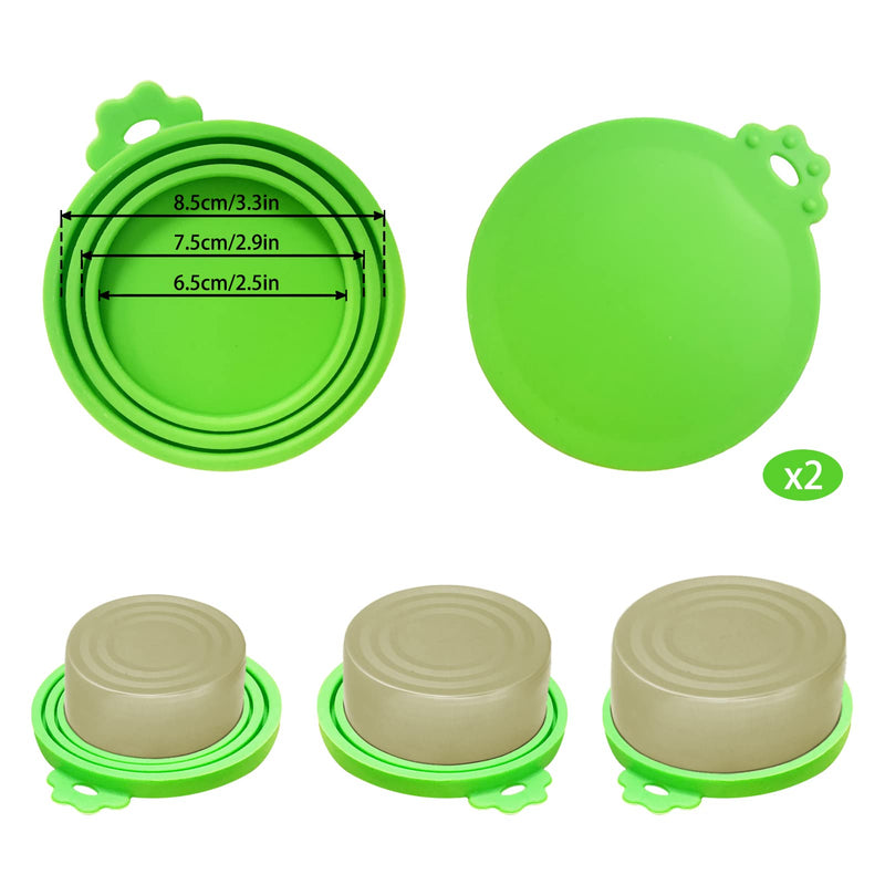 4Pack Cat food cover lids with Groove Gap Cleaning Brushes,Universal Size Pet Food Can Lids Covers for Dog Cat Food Cans.food covers for outside indoor.(fit 3 Standard Size Food Cans) 70-420g,green - PawsPlanet Australia