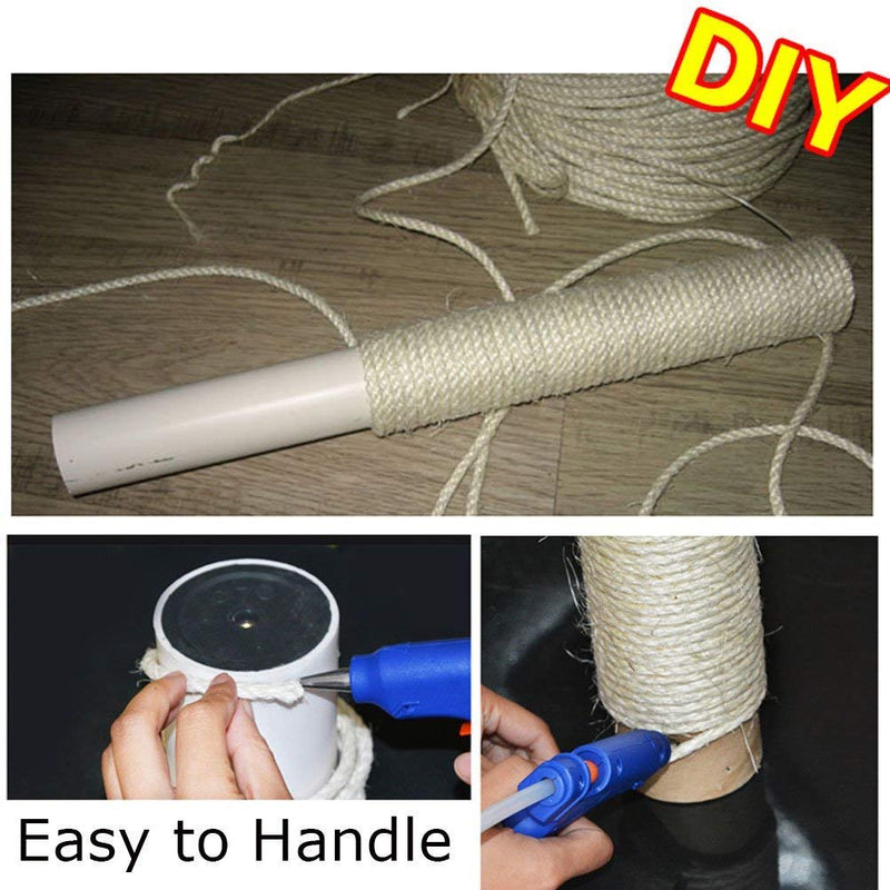 Yangbaga Cat Natural Sisal Rope for Scratching Post Tree Replacement, Hemp Rope for Repairing, Recovering or DIY Scratcher, 6mm Diameter, Come with a Sisal Ball 33FT - PawsPlanet Australia