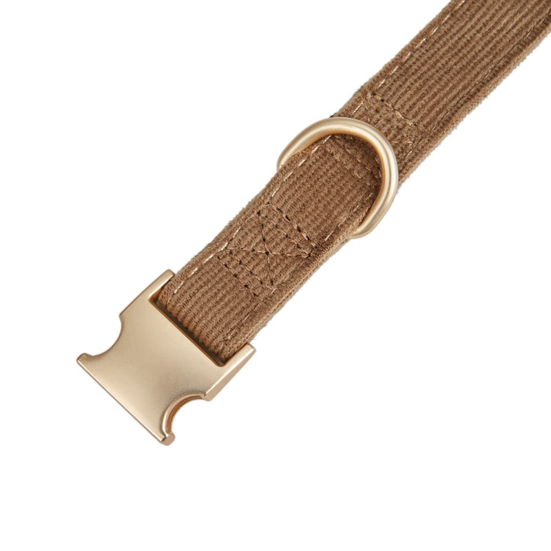 Ewinoom Soft Dog Collar with Metal Gold Buckle - Adjustable Durable Comfy Pet Collars for Large Medium Small Dogs - Corduroy Velvet Dog Collar Small (Pack of 1) Brown - PawsPlanet Australia