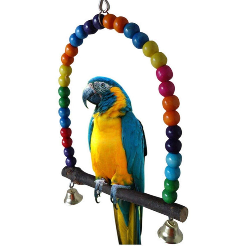 Bird Parrot Swing, Bird Parrot Toys Ladder Wood Bridge Swing Hanging Colored Bird Cage Hammock Swing Toy, Suitable for Hamsters, Gerbils, Little Parrot - PawsPlanet Australia