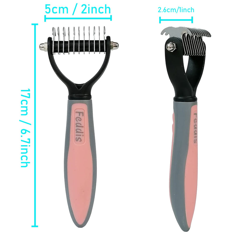 De-matting knife in pet & dog comb stainless steel, pet care set, double-sided undercoat brush for small to large pets, easy to remove undercoat and loosen tangles (S, orange) S - PawsPlanet Australia