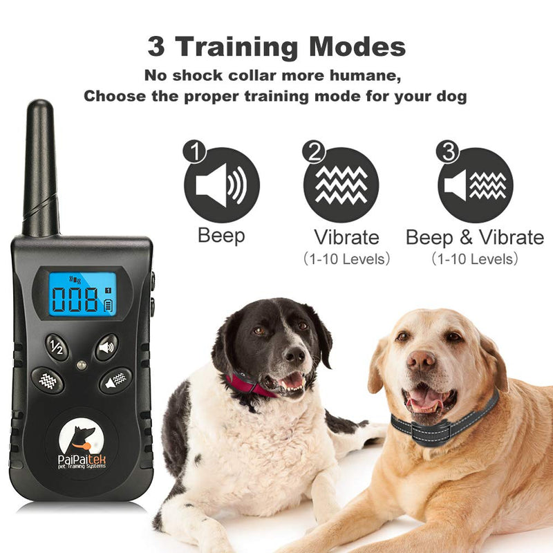 Paipaitek No Shock Dog Training Collar, No Prongs & Waterproof Humane Vibration Collar for Dogs, Rechargeable & Up to 1600Ft Remote Range Black&Red - PawsPlanet Australia