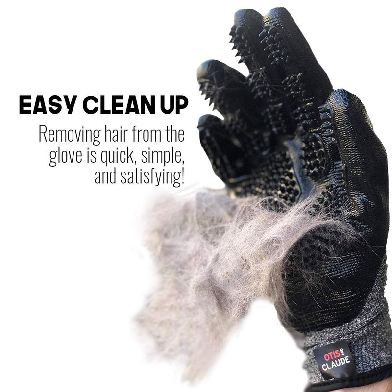 [Australia] - Otis & Claude Pet Grooming Gloves with Adjustable Strap - Gentle and Comfortable Hair Remover, Bathing, Massage, Brush - Left & Right - for Cats, Dogs & Horses 