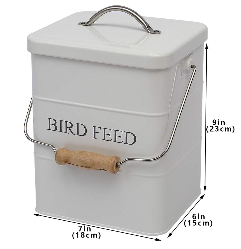 Morezi Bird seed and feed storage tin with lid Included - white-coated carbon steel - tight fitting lids - storage canister tins - White - PawsPlanet Australia