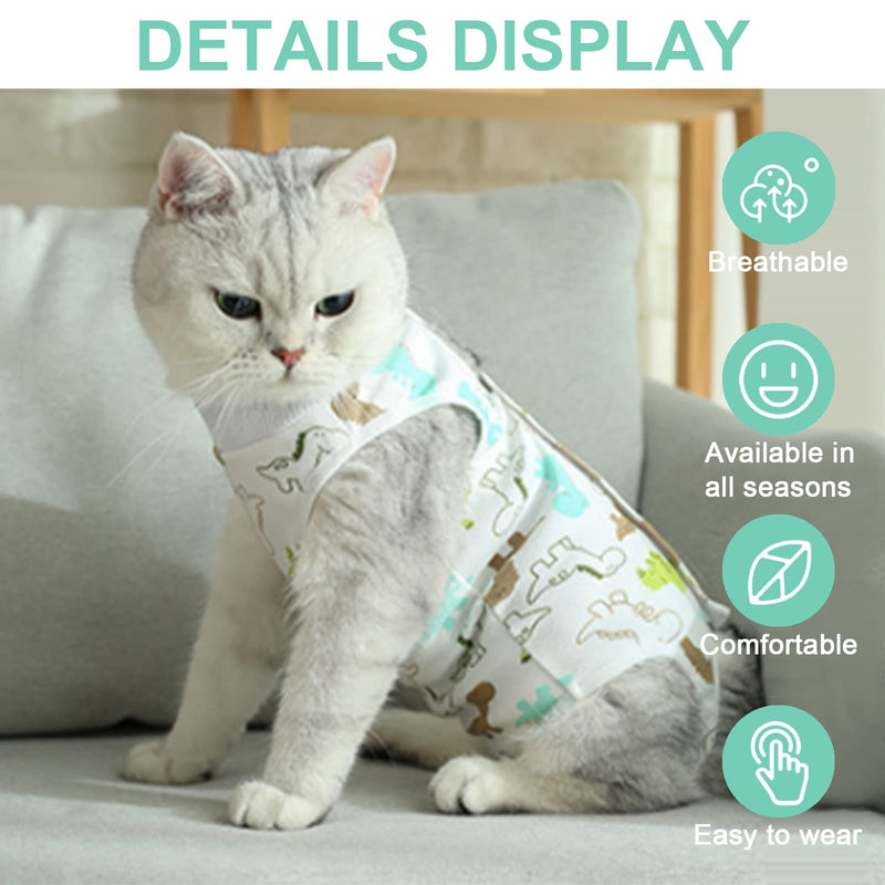 HACRAHO Recovery Suit for Cat, 1 PCS Lovely Dinosaur Pet Surgical Recovery Suit Pet E-Collar Alternative for Small Medium Pets, L - PawsPlanet Australia