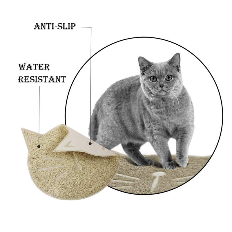 Cat Litter Tray Mat,Pet Food Mat,Waterproof Bowl Mats Non Slip Dogs and Cats Feeding Tray Pads (Beige) Beige - PawsPlanet Australia