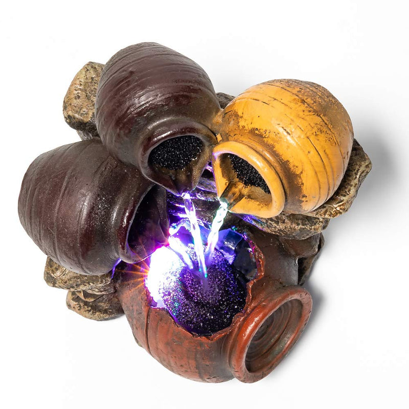 Triple Trickle Honey Pots Water Feature with LED Lights - H27cm - PawsPlanet Australia