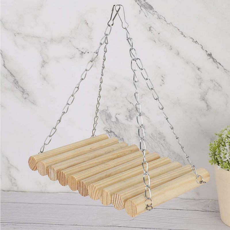 Zerodis 13 * 20cm Parrot Swing, Wooden Natural Log Swing Stripe Toy Parrots Hanging Swing for Chinchilla Squirrels Totoro Squirrel - PawsPlanet Australia