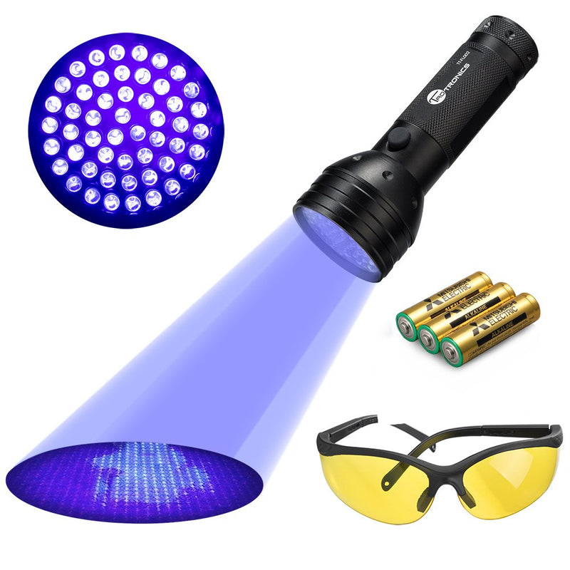 [Australia] - TaoTronics TT-FL002 Black Light, 51 LEDs Uv Blacklight Flashlights Detector for Dry Pets Urine & Stains & Bed Bug with Uv Sunglasses & 3 AAA Batteries 