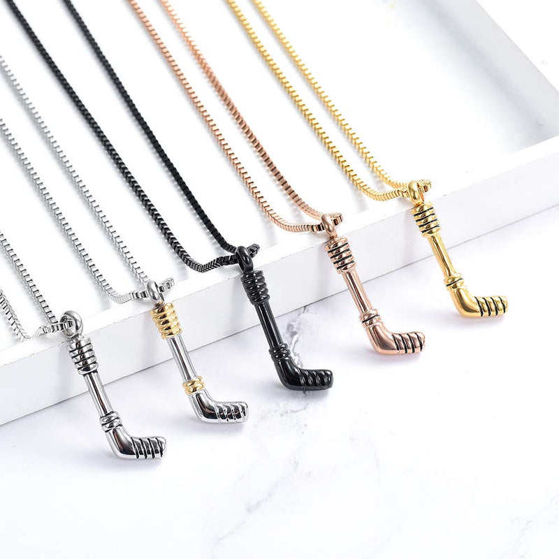 [Australia] - XSMZB Hockey Stick Cremation Jewelry for Ashes Pendant Locket Holder Ashes for Pet/Human Stainless Steel Keepsake Memorial Urn Necklace Silver 