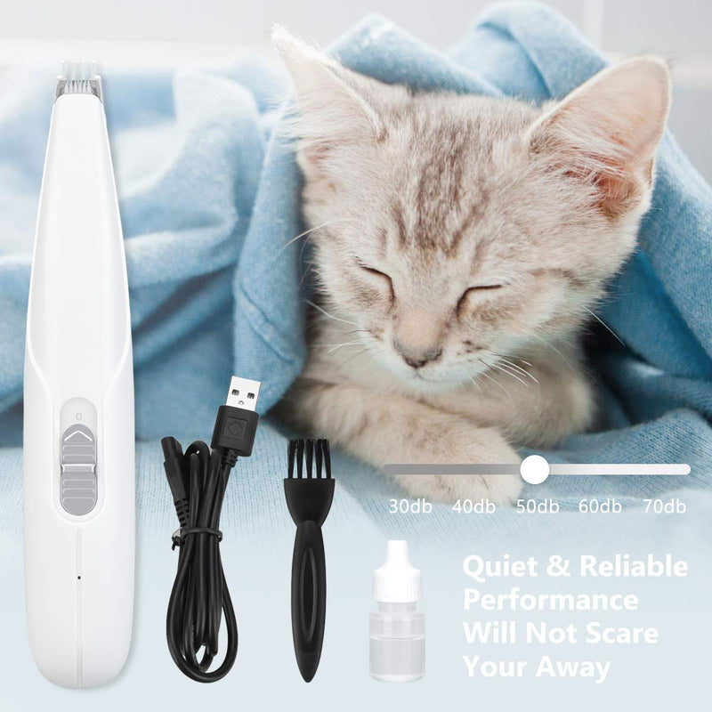 [Australia] - GASUR Dog Clippers, Professional 2-Speed Dog Trimmers Clippers, Cordless Low Noise Dog Grooming Clippers Kit, Rechargeable Electric Pet Clippers for Small Dogs Cats Around Face, Paws, Eyes, Ears, Rump White 