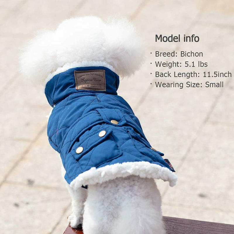 KYEESE Dog Jacket for Dogs Winter Windproof Fleece Lined Dog Vest Cold Weather Coats with Leash Hole XX-Large Blue - PawsPlanet Australia