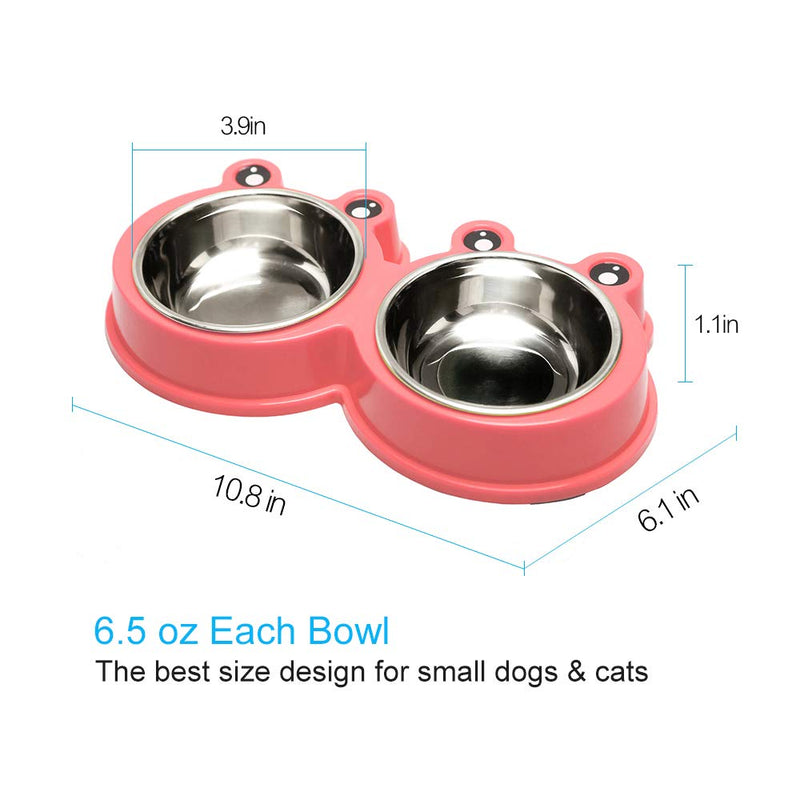 [Australia] - AIFEIERH Durable Stainless Steel Dog Bowl Food Water Feeder Non-Slip Design Resistant Silicone Mat Non Slip Design Prevent Slipping for Little Size Dogs/Cats Like Chihuahua/Bulldog/Poodle and More Pink 