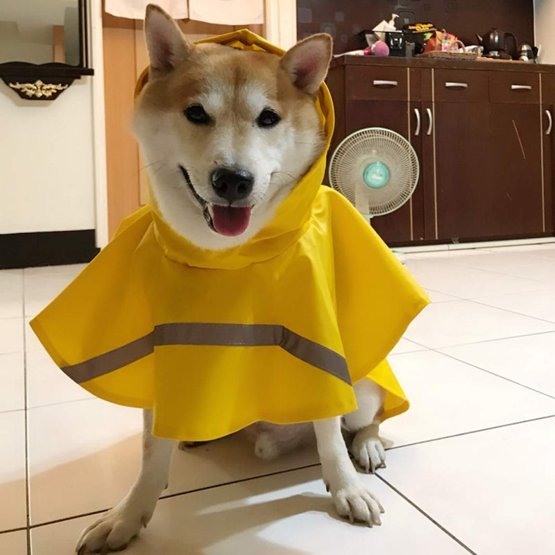 [Australia] - HAPEE Dog Raincoats for Dogs with Reflective Strip Hoodie,Rain Poncho Jacket Back Length 16" 13-Yellow 