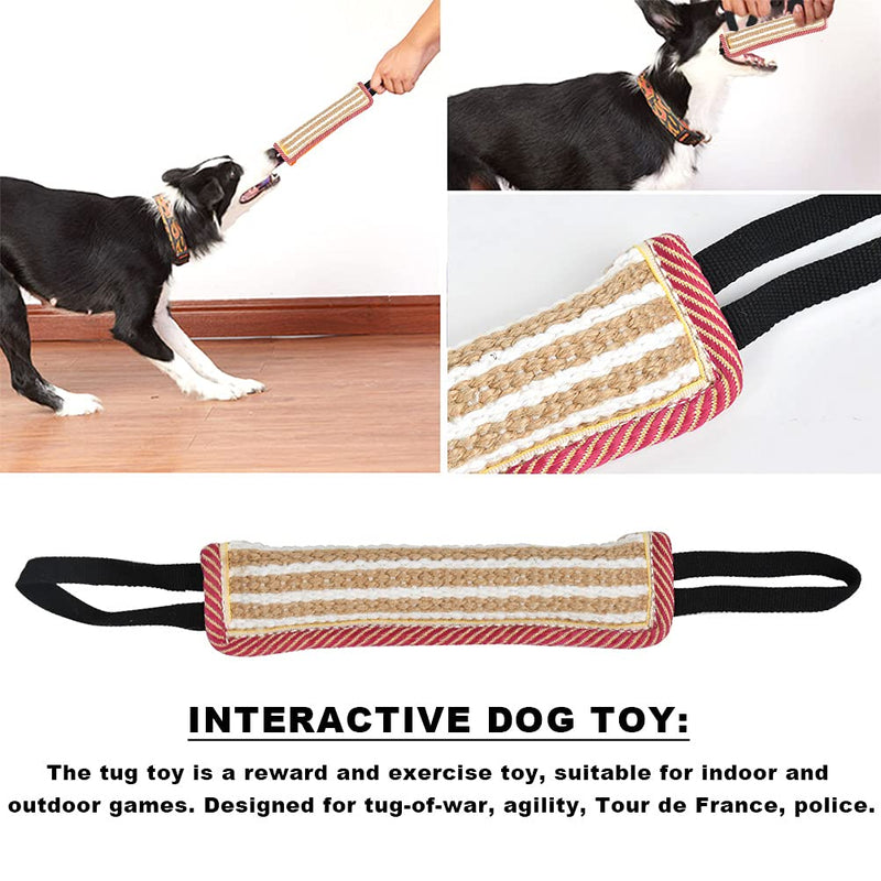 "N/A" Dog Jute Bite Tug Toy, Dog Tug Toy Jute Dog Bite Pillow Dog Bite Tug Toy with 2 Handle For Tug of War Extra Tough Interactive Chew Toys Dog Fun And Bite Training For Medium to Large Dogs - PawsPlanet Australia