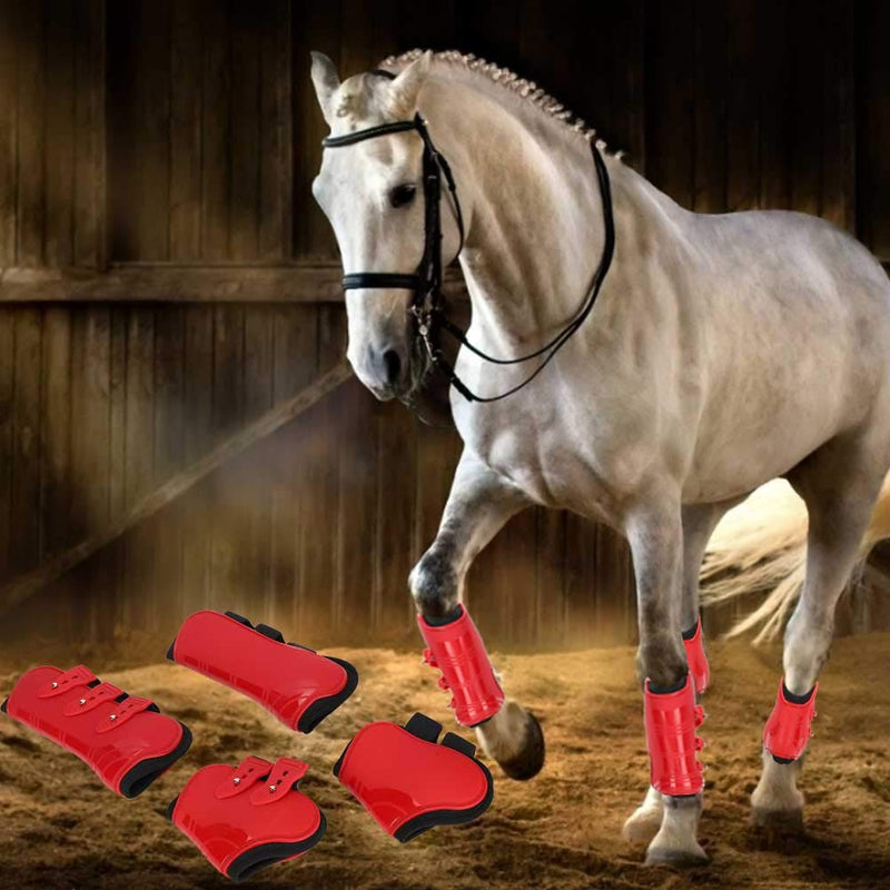 FILFEEL Summer Surprise Horse Leg Guard, A Set of Fore Hind Leg Boots Adjustable Leg Guard Protector Horse Riding Equipment(L-RED) - PawsPlanet Australia