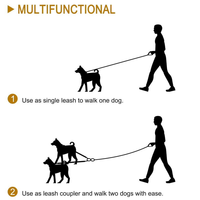 Double leash dog leash for 2 dogs, hands-free jogging leash with retractable bungee, shock-absorbing split leashes, with padded handles - PawsPlanet Australia