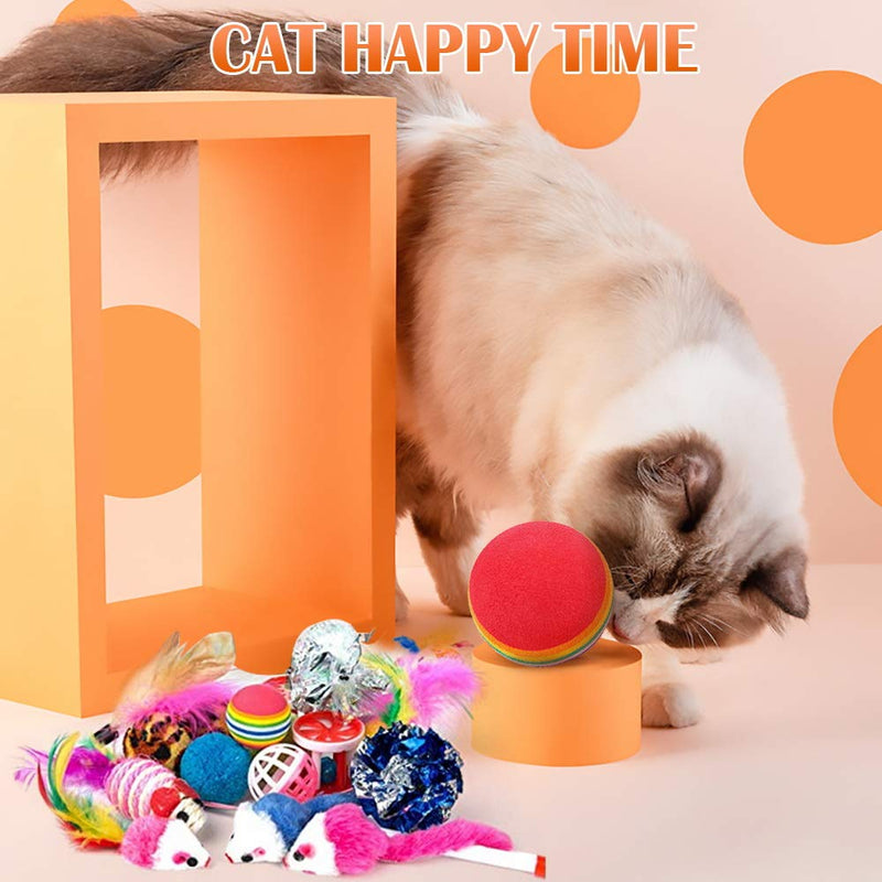 Cosyres Kitten Toys Interactive Cat Toys Assorted 21Pcs for Indoor Cats Tunnel, Feather, Mouse Mice Balls and Bells Toys for Cat Puppy - PawsPlanet Australia