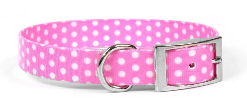 [Australia] - Yellow Dog Design Odorproof & Waterproof Adjustable Dog Collar 3/4"W x 20"L New Pink Polka Dot 