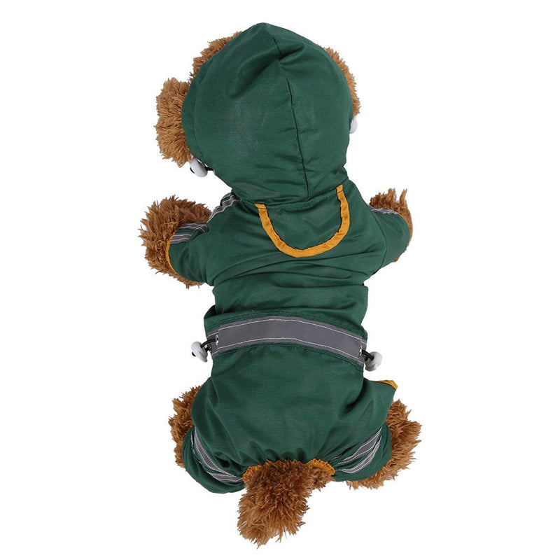 Pet Raincoat, Waterproof Jacket Cat Dog Hood Rain Coat Reflective Jumpsuit Apparel(Green L) Green L - PawsPlanet Australia