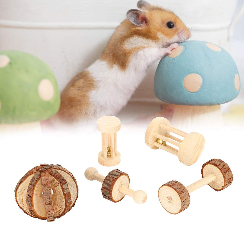 5Pcs/Set Hamster Wood Ball Hamster Wooden Safety Playing Toy Wooden Hamster Chew Toys For Chinchillas Rabbit Guinea Pig - PawsPlanet Australia