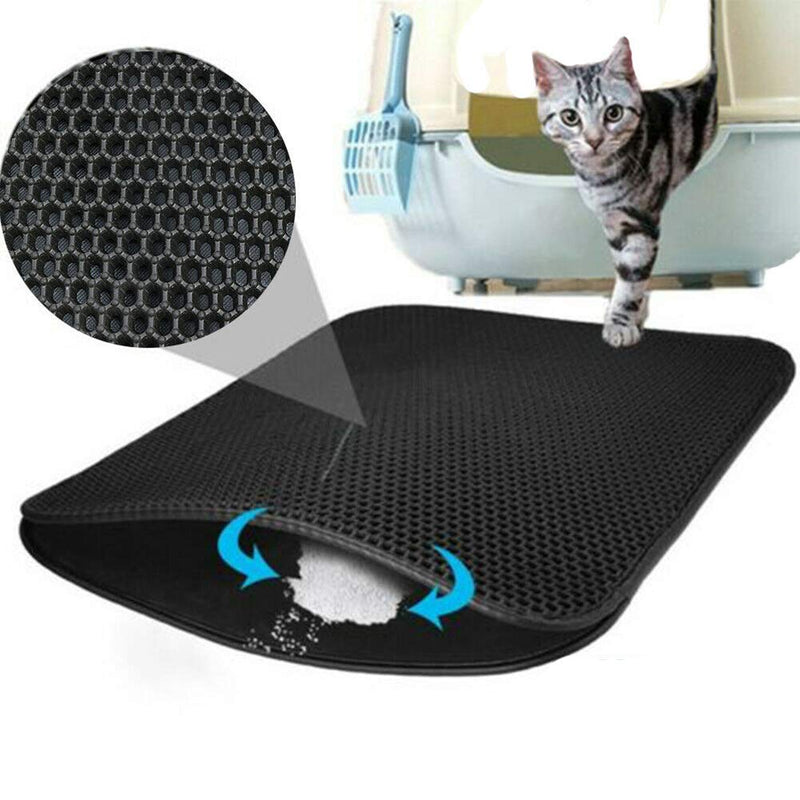 Almabner Cat Litter Mats Trapping Pads, EVA Honeycomb Double Layer Trapper Anti Slip Non Toxic Waterproof Slim Cat Litter Mat, Foldable Pad for Decentralized Control for Litter Box 30*30*0.7cm - PawsPlanet Australia