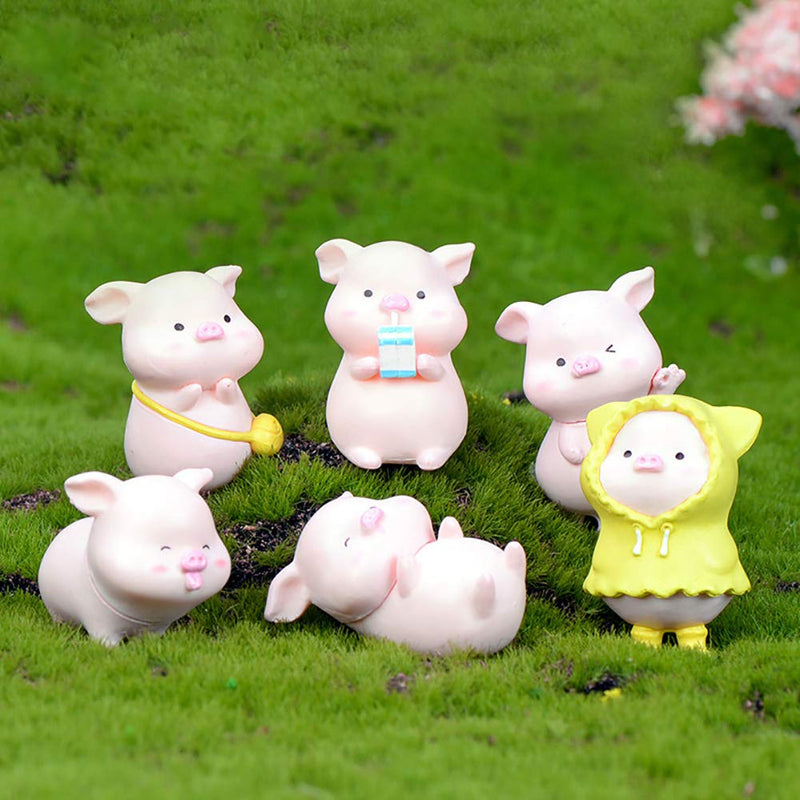 12 Pcs Pink Pig Figure Animal Toys Set Cake Topper, Micro Landscape Decor Fairy Garden Miniature Piggy Figurines Collection Playset for Christmas Birthday Gift Desk Decorations - PawsPlanet Australia