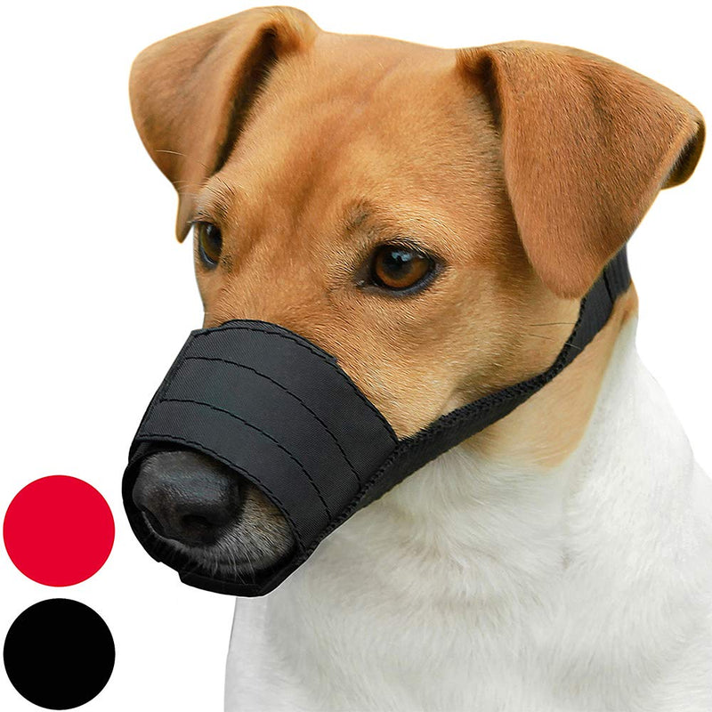 [Australia] - CollarDirect Adjustable Dog Muzzle Small Medium Large Dogs Set 2PCS Soft Breathable Nylon Mask Safety Dog Mouth Cover Anti Biting Barking Pet Muzzles Dogs Black Red XS/S 2 Black 