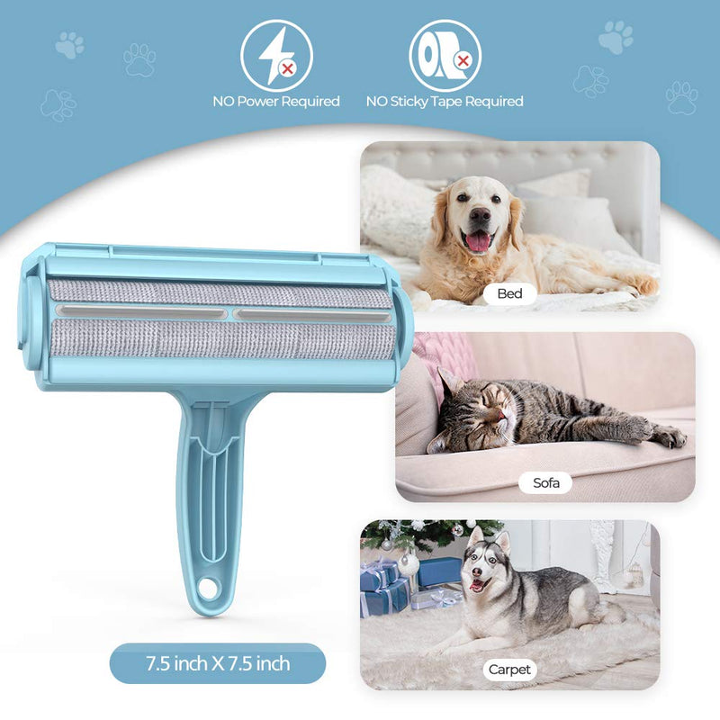 DELOMO Pet Hair Remover Roller - Dog & Cat Fur Remover with Self-Cleaning Base - Efficient Animal Hair Removal Tool - Perfect for Furniture, Couch, Carpet, Car Seat Blue - PawsPlanet Australia