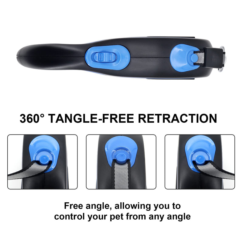 MoYouno 8M Long Retractable Dog Lead, Extendable Dog Lead, 8m, High-End Pet Lead Automatic Extendable Dog Training Lead up to 50kg for Small, Medium and Large Dogs (Blue) Blue - PawsPlanet Australia
